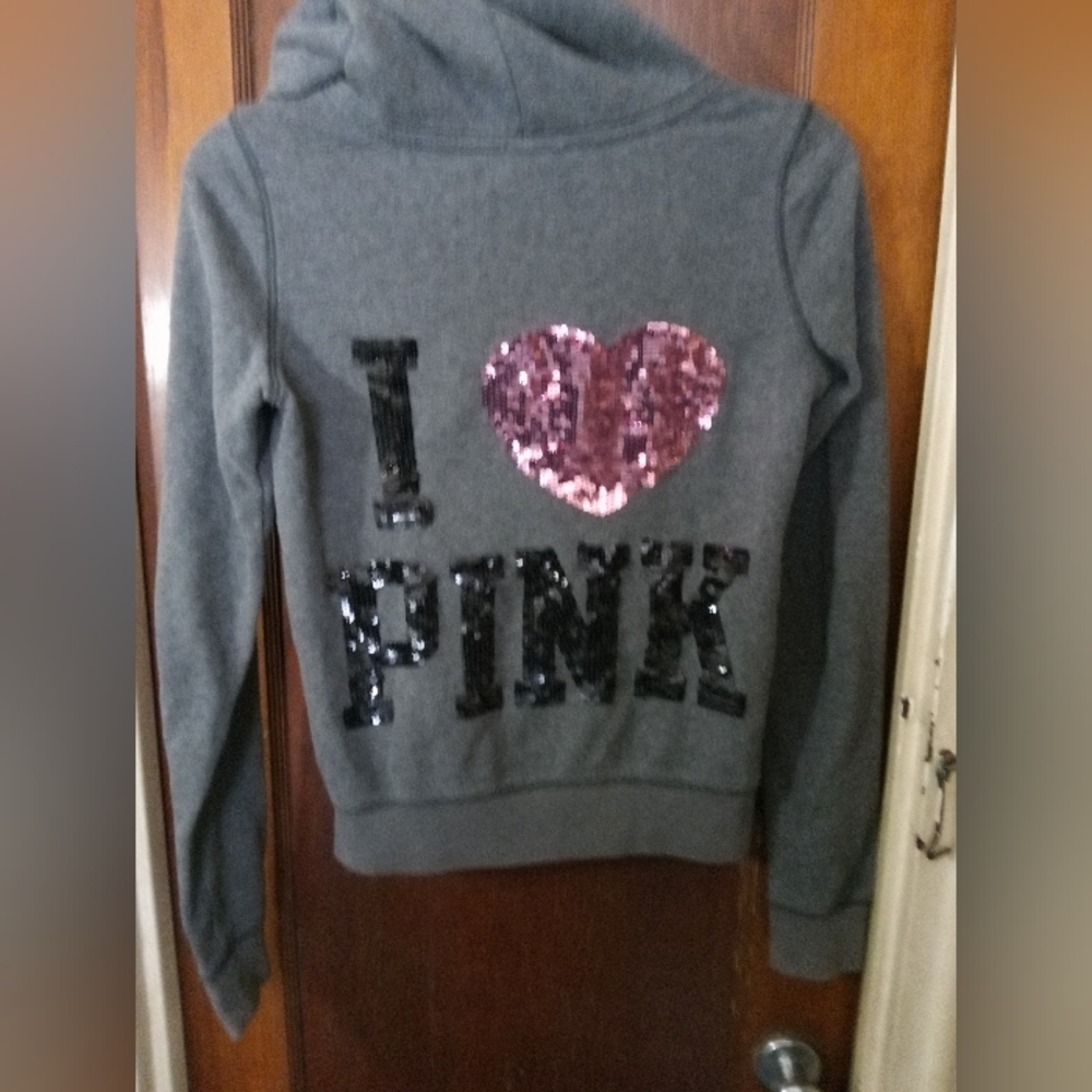 VS pink bling logo hoodie